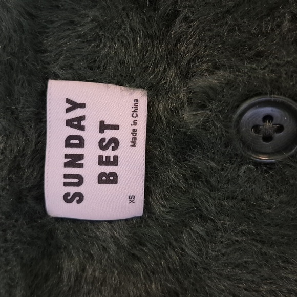 Sunday Best Women's Size XS Forest Green Fuzzy Cardigan - Picture 2 of 6
